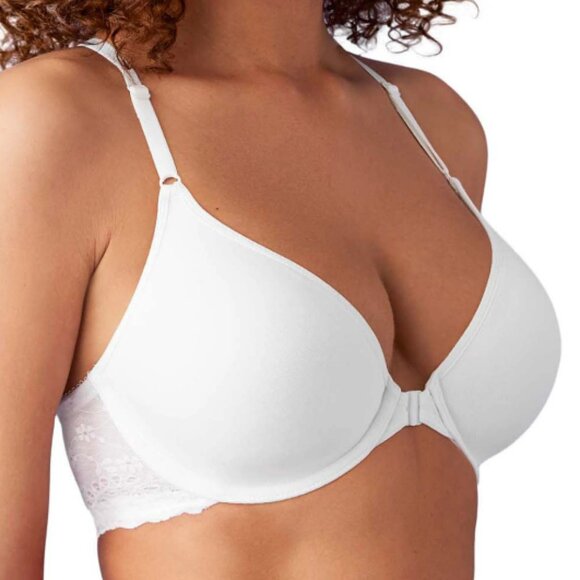 Wacoal b.tempt'd Inspired Eyelet Front Close T-Shirt Bra White NWT 32DD - Picture 1 of 6